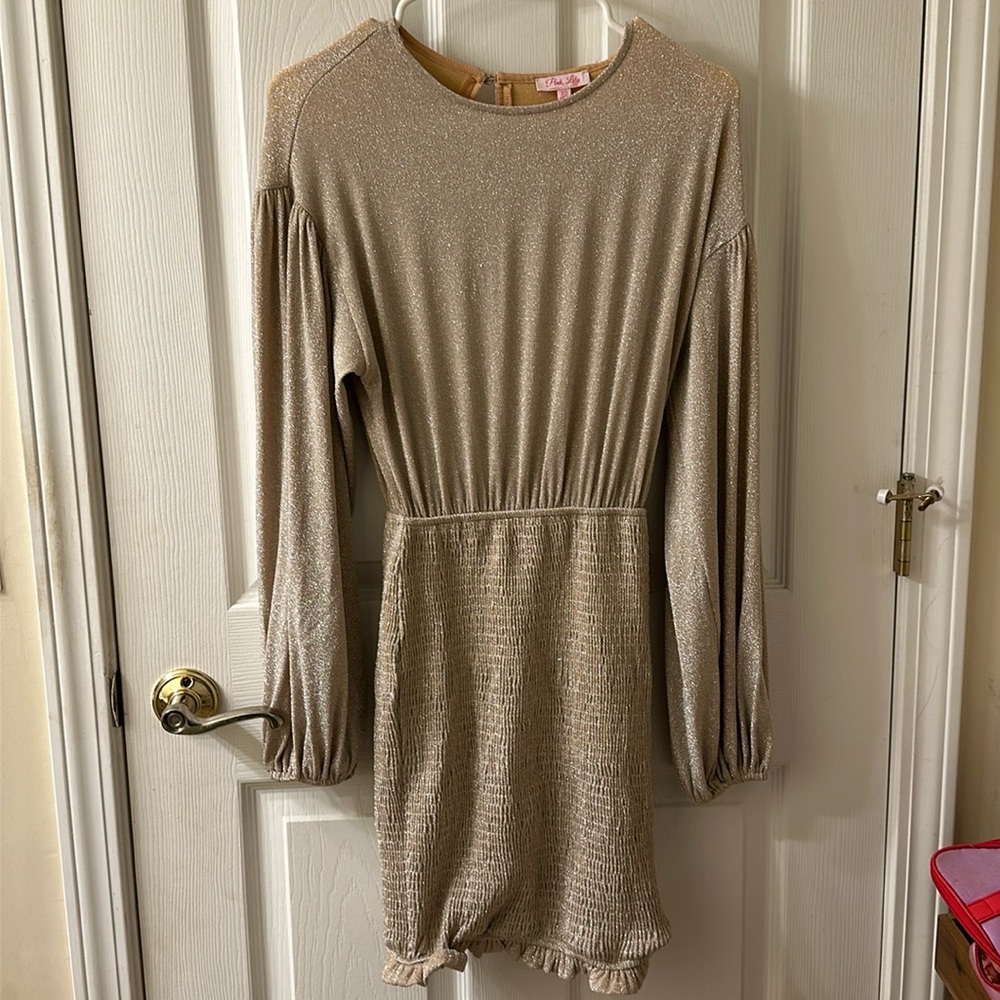 Pink Lilly Champagne Long Sleeve Dress